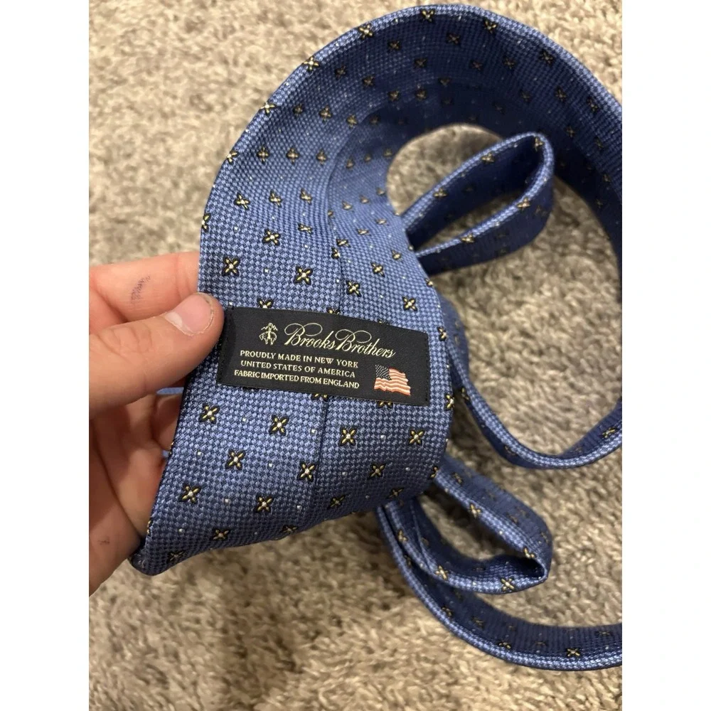 Vintage Brooks Brothers Makers Tie Blue 100% Silk AOP 